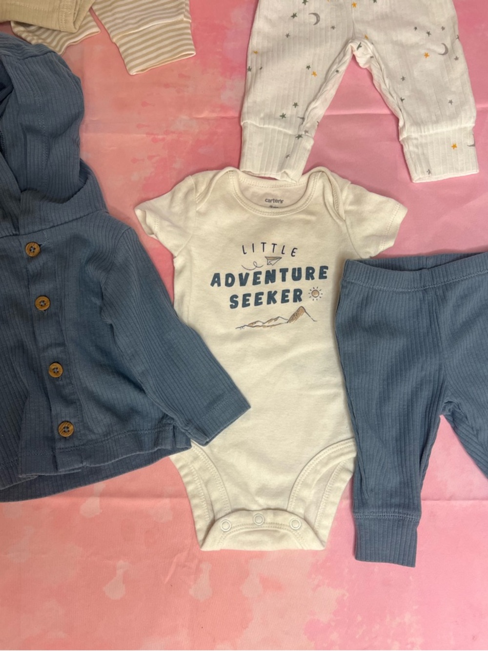 Baby Boy 8pc Bundle 3M Carter's + NWT Huggies Neutral Set - Picture 2 of 5
